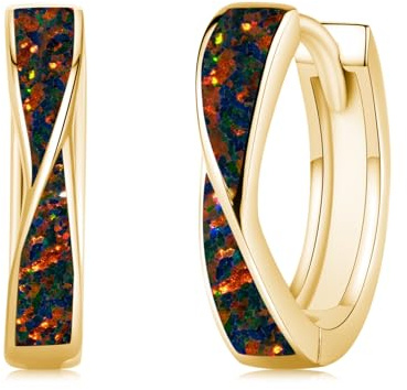 Twoowl Opal Creolen 925er Sterling Silber Opal Huggie Ohrringe Schmuck für Damen Mädchen Herren