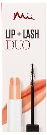 Mii Cosmetics Lip + Lash Lipstick & Mascara Duo Gift Set | Makeup Gift Set for Women | Plumping Lipstick & Lengthening Mascara | Lip & Eye Makeup Bundle, Make Up Bundle for Gifting | Beach Bum