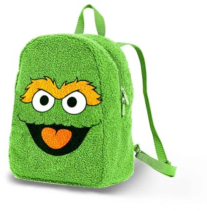KARACTERMANIA Sesamstraße Oskar der Griesgram Face-Plush Rucksack, Grün, 22 x 27 cm, Kapazität 7 L