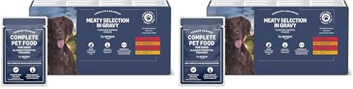 by Amazon Complete Wet Food for Adult Dogs, Meat Selection in Gravy, 4.8 kg (48 pouches of 100g) (Pack of 2)