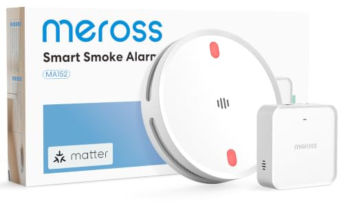 Meross Matter Smart Rauchmelder mit MSH450 Hub, EN14604-konform | WLAN vernetzbare Funkrauchmelder, Feuermelder mit 10 Jahre Lebensdauer, App-Steuerung, Apple Home, Home Assistant, 1er-Set