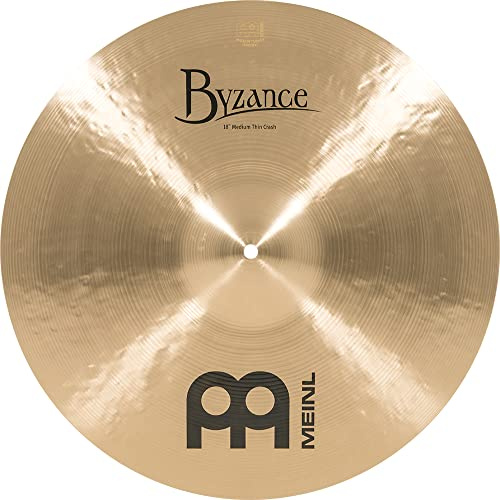 Meinl Cymbals Byzance Traditional Crash Medium Thin Cymbal 18 inch (Video) for Drum Kit (45,72cm) B20 Bronze, Traditional Finish (B18MTC)
