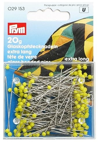 Prym Glaskopfstecknadeln 20 g, Stahl, 0,60 x 43 mm, gelb Glaskopfnadeln, 0,60 x 43mm, 20g, 43 x 0,6mm