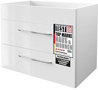 FACKELMANN Waschtischunterschrank SCENO/Badschrank mit Soft-Close-System/Maße (B x H x T): ca. 80 x 65,5 x 50 cm/hochwertiger Schrank fürs Bad mit 2 Schubladen/Korpus: Weiß/Front: Weiß