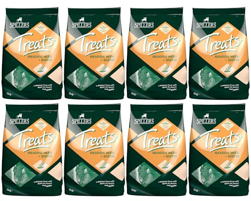 SPILLERS Meadow Herb & Biotin Horse Treats (1kg x 8) | Delicious Treat to Reward Horses and Ponies, Fresh Herbal Flavoured with Added Biotin for Hoof Health