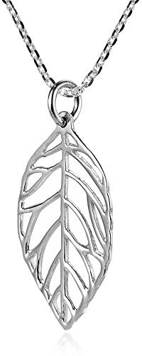 AeraVida Simple Leaf Statement Cut-out Boho .925 Sterling Silver Necklace