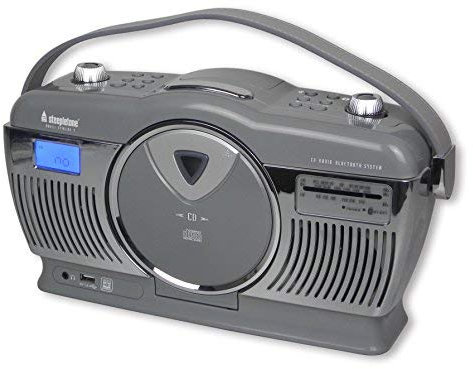 Steepletone Stirling Retro Style Portable Music System with 3 Band FM/MW/LW Radio/CD/MP3 Player - Grey