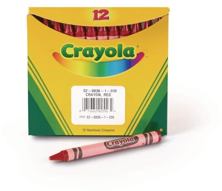 Crayola Single Color Crayon, 12 Count Box, Red; no. BIN520836038