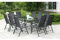 CONCEPT USINE - Salon de Jardin Aluminium - Ensemble Mobilier d'Extérieur : Table Rectangulaire Plateau en Verre + 10 Chaises Pliables et Inclinables - Gris - Design Rimini - Robuste Résiste à l'eau