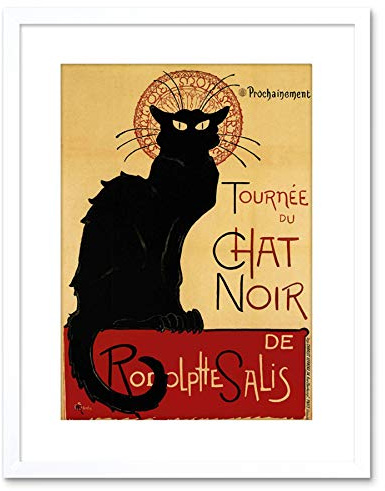 Wee Blue Coo Black Cat Chat Noir Rodolphe Salis Paris Framed Wall Art Print