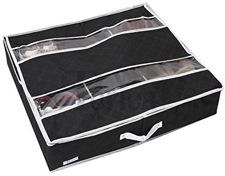 Periea ‘Sami’ Shoe Organiser - Foldable Shoe Storage Bag/Box for Tidying & Organising Shoes, Trainers, Heels & Boots – Anti-odour & Anti-mould Fabric (Black)