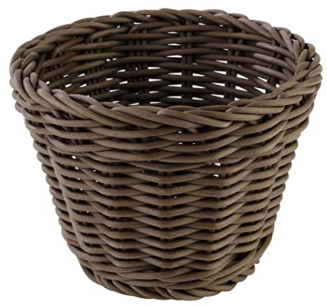 APS Basket round Profi Line, dark brown wicker basket, basket made of polypropylene, wicker container, bread roll basket, food basket, diameter Ø 13 cm, height 10 cm