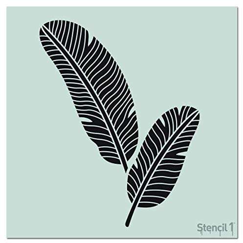 Stencil1 Bananenblätter-Schablone, wiederverwendbar, hochwertige Mylar-Schablonen zum Malen von Wänden, Stoffen, Möbeln, Handwerken, Dekorationen, Tapeteneffekte, 27,9 x 27,9 cm