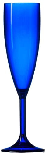 Blue Plastic Polycarbonate Champagne Flutes, 12 Pack, 6.6oz, Catering Quality Plastic Glassware - Reuse 1000's of Times, Virtually Unbreakable - Tough Polycarbonate
