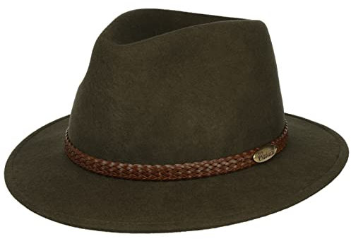 LIERYS Traveller Filzhut Herren Made in Italy Wasserabweisend Knautschbar Herbst Winter Oliv 58 cm