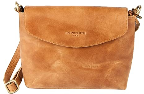 HOLZRICHTER Berlin Umhängetasche No 1-2 (M) camel-braun - Kleine Handtasche für Damen handgefertigt aus Premium-Leder…