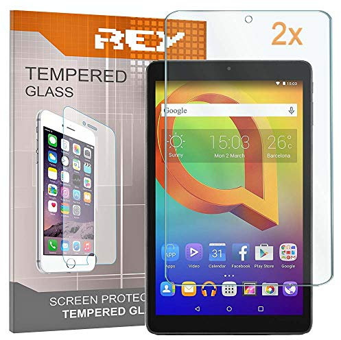 REY 2X Protector de Pantalla para ALCATEL PIXI 3 10, Cristal Vidrio Templado Premium, Táblet
