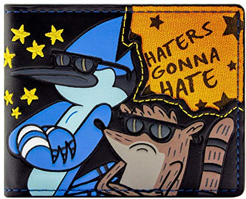 Regular Show Haters Gonna Hate Mordecai und Rigby Geldbörse/Geldbeutel Bi-Fold ID- & Kartenhalter, Schwarz