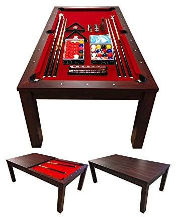 grafica ma.ro srl Tavolo da Biliardo 7FT Vulcan Red + Accessori per Carambola Copertura Inclusa
