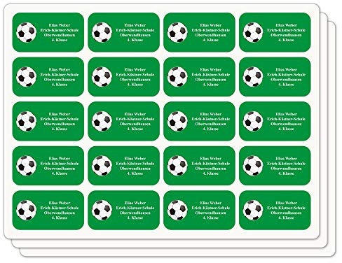 INDIGOS UG Adressetiketten selbstklebend - 40x22 mm - 012 - Fußball - 60 Sticker Namensaufkleber Kinder Schule - Namensetiketten selbstklebend - Sticker für Stifte, Federmappe, Hefte, Bücher