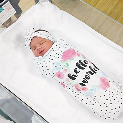 2Pcs/Set Newborn Swaddle Blanket, Baby Sleeping Bag ,Muslin Wrap Headband, Photo Props