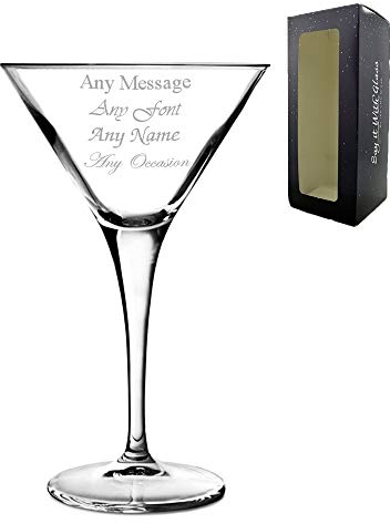 Personalised Engraved 300ml Allegro Martini Glass Gift Box Wedding Birthday Christmas