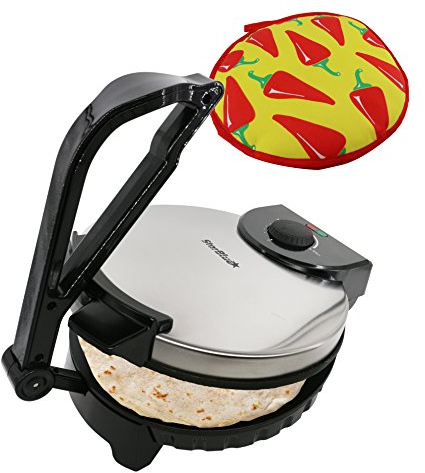 10inch Roti Maker by StarBlue with FREE Roti Warmer - The Automatic Non-Stick Electric Machine to Make Chapati, Tortilla, AC 220-240V 50/60Hz 1200W, UK Plug, Europe Adapter Included