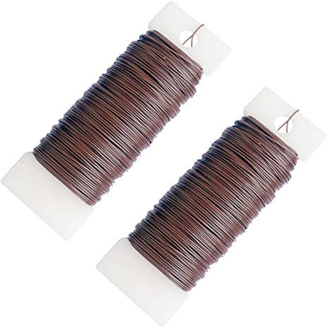 2 Roll 22 Gauge Brown Florists Wire Floral Wire for Flower Arrangements,Binding Wirefor Floristry & Flower Arranging,Flexible Paddle Wires for Craft Binding,FlowerWreath Making,Xmas Wreath Wires