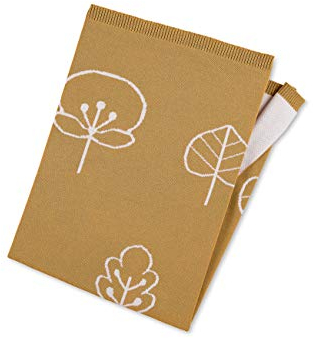 Sterntaler Strick-Schmusedecke, Motiv Blätter, Passend zur Serie Stay true to nature, Alter: Für Babys ab der Geburt, 100 x 75 cm, Gelb