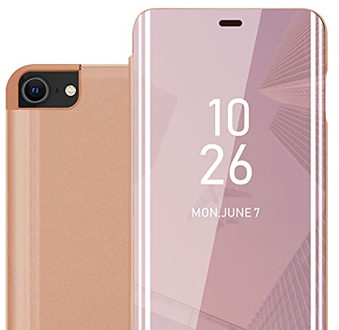 Cadorabo Hülle kompatibel mit Apple iPhone 7 7S 8 SE 2020 Schutzhülle TPU Silikon Case 360 View Spiegel, Slim Kratzfest Weiche Gummi mit Rundumschutz Cover Hülle für iPhone 7 7S 8 SE 2020 in Pink