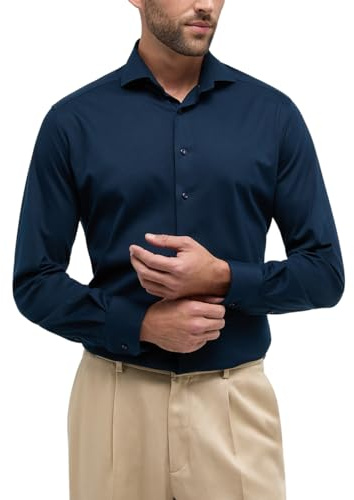 ETERNA Modern Fit 1863 Hemd Langarm Haifischkragen Jersey Nachtblau