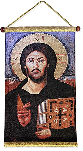 Needzo Wandteppich, Ikone von Jesus Christus, Pantokrator, Wandbehang, 38 cm, religiöses Geschenk