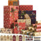 Larcenciel 10 Fealiures Papier Kraft Emballage Cadeau Avec Étiquettes De NoëL + Ruban +Autocollants, Rouge Et Brun, Pour NoëL, Enfant Anniversaire, Pâques, Craft