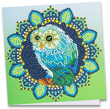 Ideen mit Herz Diamond-Painting-Grußkarte | 16 x 16 cm | 370 g/m² | inkl. Umschlag & Werkzeug (Eule)