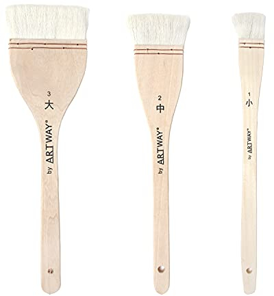 Artway Lot de 3 pinceaux Chinois en merlu 25 mm/45 mm/75 mm
