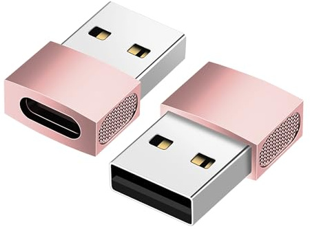 BEYEE USB C auf USB Adapter (2-Pack) Zinklegierung Typ C Weiblich auf A Männlich Ladegerät Konverter Kompatibel mit iPhone 15 14 13 12 Pro Max Plus,Watch AirPods CarPlay Galaxy S23 S24 (Roségold)