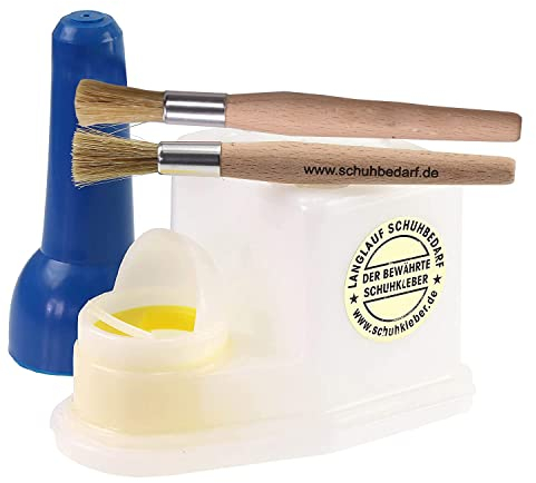 Distributeur de colle pour colle et peintures - Réservoir à colle blanche - Bouteille de colle résistante aux solvants avec 2 pinceaux de qualité - Pot de colle pour colle osseuse fabriqué en Europe