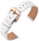 ANNEFIT Uhrenarmband 14mm Leder für Damen, Eidechsen-Prägung Ersatzarmband mit Edelstahl Roségold Schnalle (Weiß)