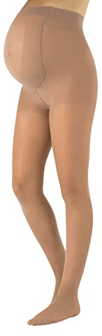 CALZITALY Collant de Maternité de Maintien 8 mm/Hg | Collants Voile de Soutien Grossesse | Noir, Naturel | S, M, L, XL | 20 DEN | Made in Italy (M, Powder)