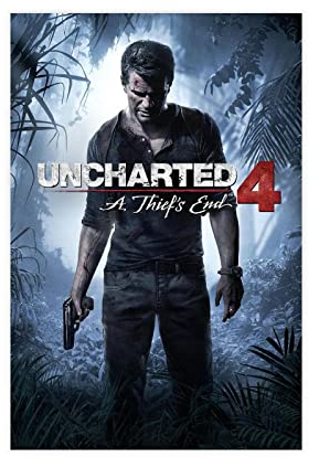 RIELLI Uncharted Poster 4A Thief's End Game Leinwand Poster Plakat, Deko Schlafzimmer Büro Schlafzimmer Dekor Poster Geschenk (ohne Rahmen), 30 x 45 cm