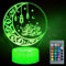 Shinybox Mubarak Ramadan LED Lampe, Ramadan Dekoration LED DIY Lamp, 3D 16 Farben Ramadan Mondlampe Farbwechsellampe mit Fernbedienung, Eid Dekorationen für Outdoor Indoor Party Deko