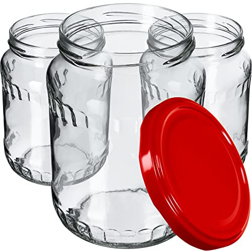 KADAX 8st Einmachgläser 720 ml, ideal zum Einkochen und Aufbewahren, Gläser mit Schraubverschluss, Einkochgläser mit Schraubdeckel, Twist Off to 82, Vorratsgläser zum Einlegen (Rot)