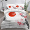 OENISE Housse de Couette 220x240 Adulte Japon Parure de Lit 2 Personnes Adulte Adolescents 3 Pièces avec Fermeture Éclai et 2 Taie d'oreiller 3D Fleurs De Cerisier Microfibre Ensemble de Literie
