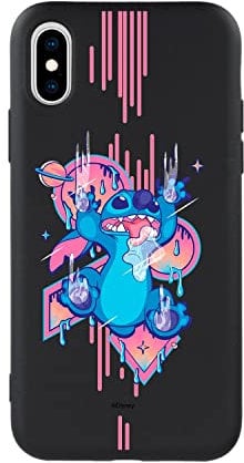 Case for iPhone X - XS Official Stitch Babas Liquid Silicone Black to Protect Your Mobile Phone. Choose the Case Type You Like Best with Official Disney License
