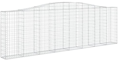 vidaXL Gabione mit Hochbogen Gabionen Steinkorb Steingabionen Mauersteinkorb Gabionenwand Drahtkorb Zaun Mauer 400x30x120/140cm Verzinktes Eisen