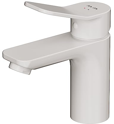AM.PM X-Joy - Waschtischarmatur mit Einhandmischer Waschbecken, Wasserhahn Bad Klein, Einhebel-Waschtischmischer Kurzer, Badarmatur Badezimmer Mischbatterie, Auslauf Höhe 79mm, Weiß Matt