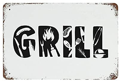 Cartel de metal para barbacoa, parrilla, granja, vintage, de estaño, decoración de pared, cocina, hogar, garaje, 8 x 12 pulgadas