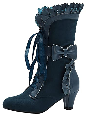 Stivali camperos Donna Bianchi Scarpe da Donna Stivali Stivali Estivi Donna Traforati Morbidi Bassi Stivali Bambina Nero Zip Stivali di Ciabatte Donna Estate Sandali Gladiatore Donna f-Blu 41