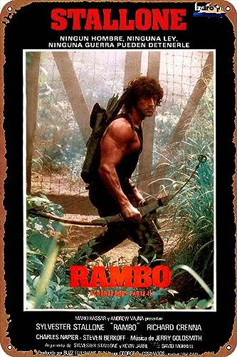 Rambo: First Blood Part II Vintage Metall Blechschild Garage Schild Wanddekoration Old Car Shop Poster Ölstation Schild 8 × 30,5 cm