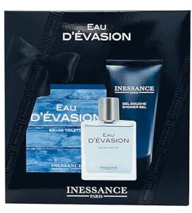 Inessance Paris - Coffret Eau d'Évasion pour Homme - Eau de Toilette 100ml et Gel Douche 150ml - Senteur Fraîche aux Accords Marins - Conçu, Fabriqué et Conditionné en France